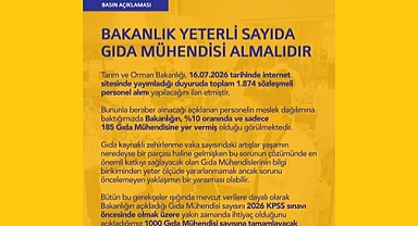 BAKANLIK YETERLİ SAYIDA GIDA MÜHENDİSİ ALMALIDIR